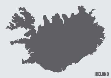 Iceland map silhouette isolated on gray background