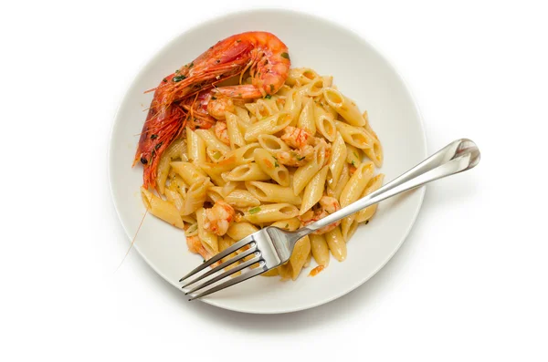 Penne with shrimps — Stock Photo, Image