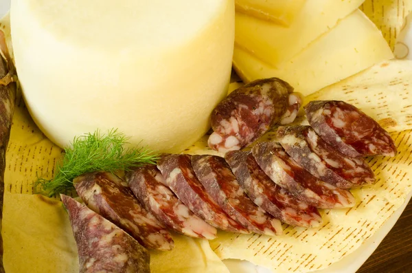 Sausage and Pecorino — Stock Photo, Image