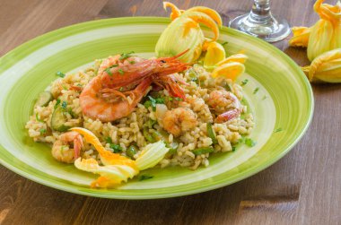 karides ve kabak risotto