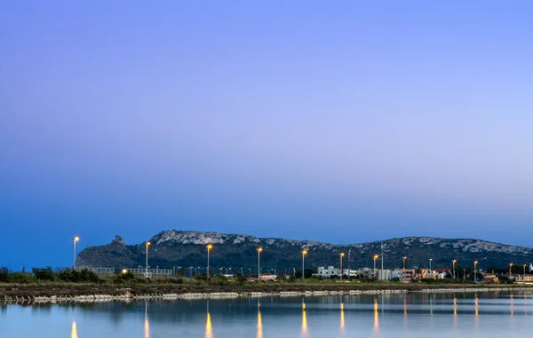Cagliari, lagoa Molentargius ao pôr-do-sol — Fotografia de Stock