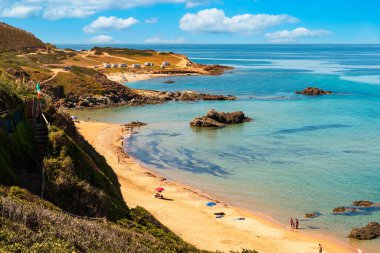 Arbus Marina Sahili 'nin deniz manzarası, Sardinya, İtalya 