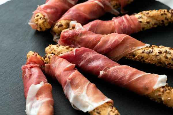 Easy Parma Ham Wrapped Breadstick Italian Food — Stockfoto
