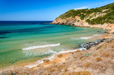 Sardunya, muhteşem Funtanazza plajı manzarası, Arbus, İtalya 