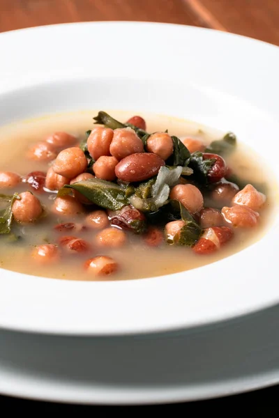 Chickpea Bean Soup Chards Italian Cuisine — Stock Photo, Image