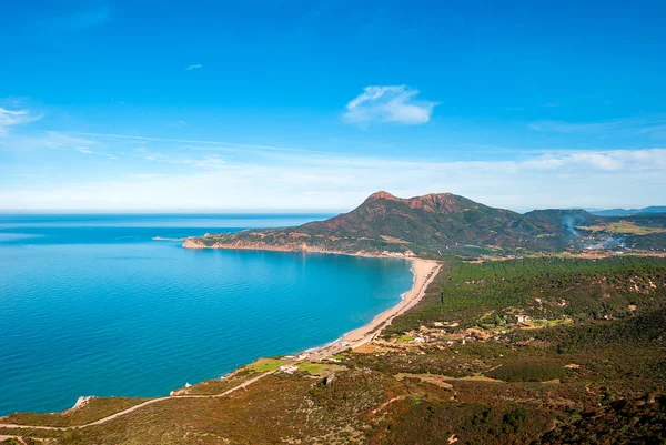 Sardinien Fantastisk Panoramautsikt Över Stranden San Nicolo Och Portixeddu Nära — Stockfoto