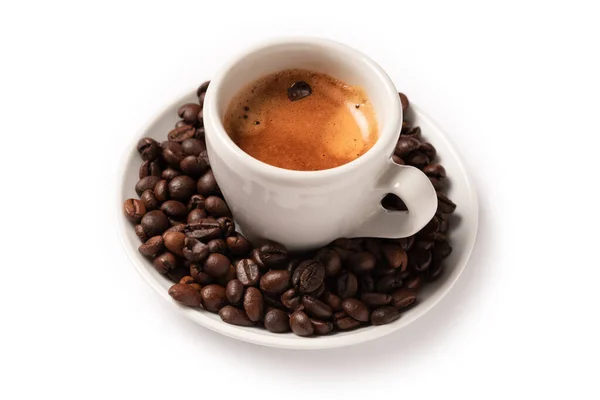 Tazza Espresso Italiano Con Chicchi Caffè — Foto Stock