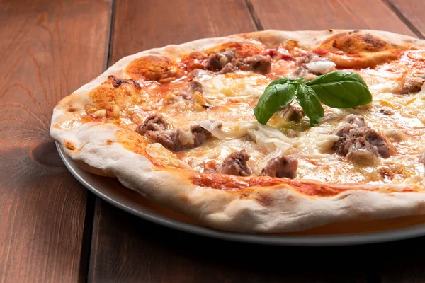 Delicious Italian Pizza Pecorino Pork Sausage — Stock Photo, Image