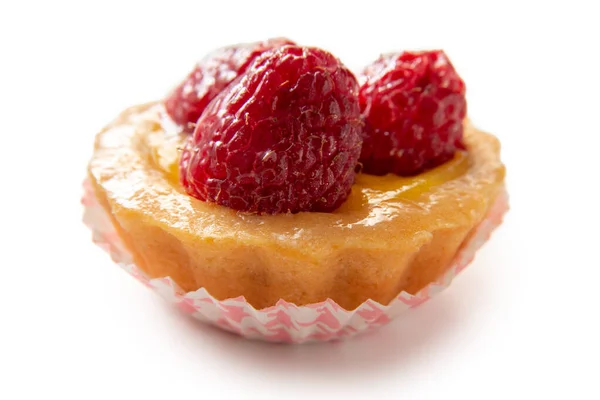 Food Close Delicious Cake Raspberries — Stock Fotó
