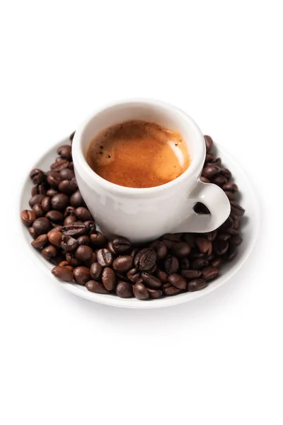 Copa Delicioso Espresso Italiano Con Granos Café — Foto de Stock