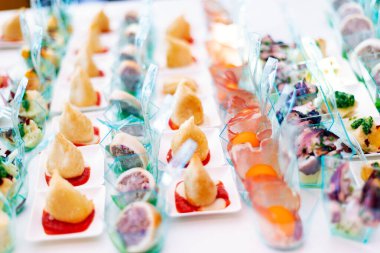 Atıştırmalıklar, parmak yiyecekleri, kapatın.