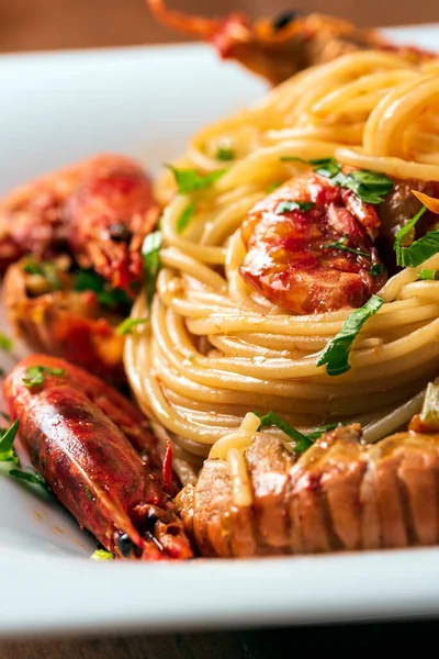 Food Close Delicious Mediterranean Pasta — Stock Photo, Image