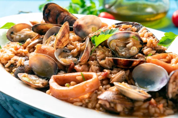 Risotto Alla Pescatora Typical Italian Recipe Seafood Risotto — Stok Foto