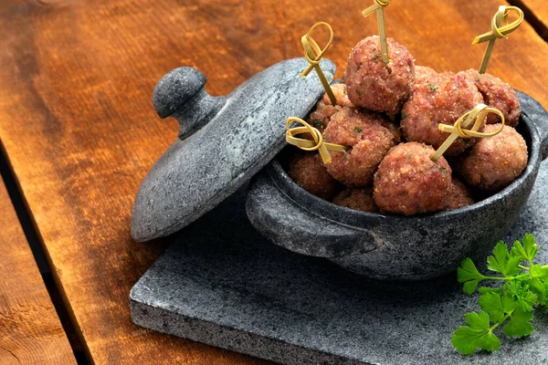 Deliziose Polpette Carne Vicino — Foto Stock