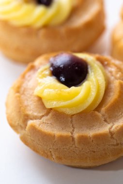 Zeppole di San Giuseppe, Saint Joseph 's Zeppole, geleneksel Napoli tatlısı, İtalyan yemeği. 