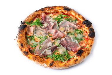 Close up of Delicious pizza with ham