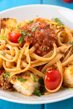 dish of delicious linguine with fish sauce, italian food