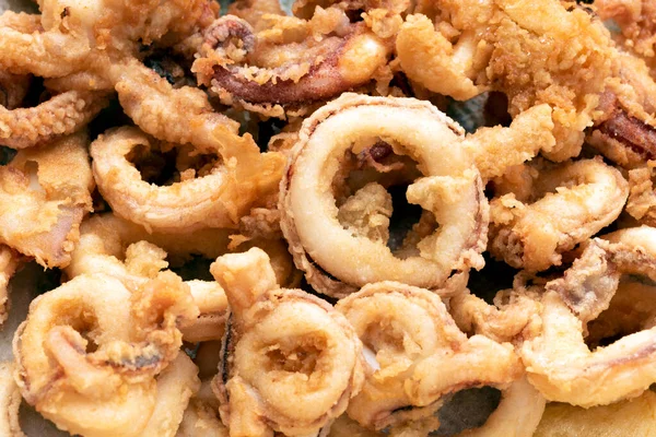 Close Shot Delicious Deep Fried Squid Rings — Stok Foto