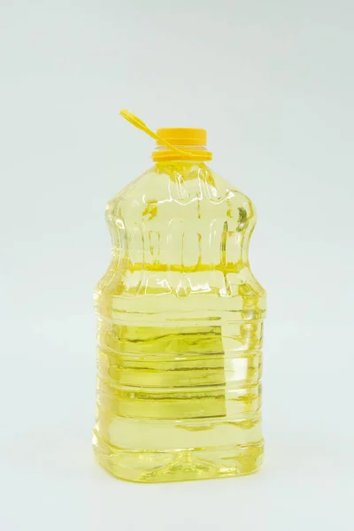 Olio Girasole Una Bottiglia Plastica Prodotti Girasole Condimenti Cibo Cucinare — Foto Stock