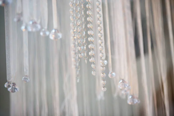 Ciondoli Cristallo Trasparente Come Decorazione Decorazione Delle Vacanze Sacco Nastri — Foto Stock