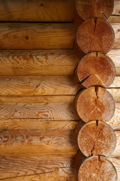 Troncos Una Casa Madera Pino Para Construcción Una Casa Madera — Foto de Stock