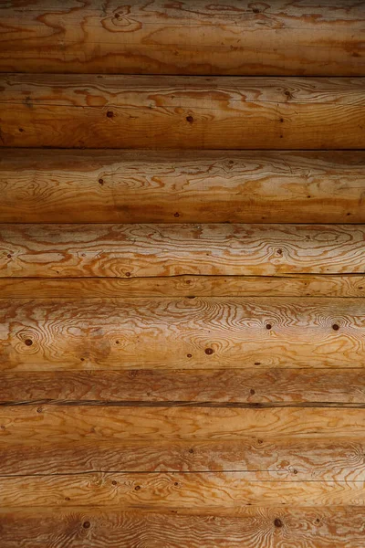 Logs Van Een Houten Huis Gemaakt Van Grenen Voor Bouw — Stockfoto