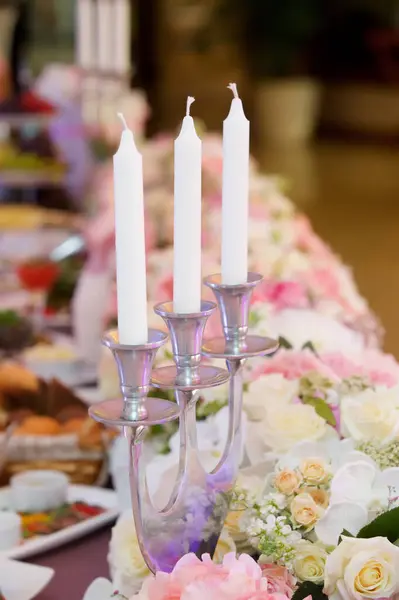Candele Come Decorazione Matrimonio Tavola Festiva — Foto Stock