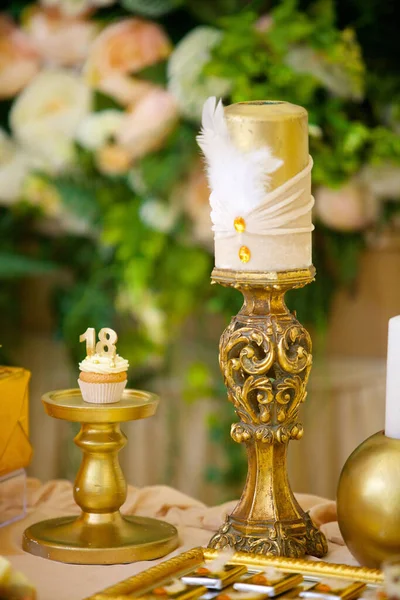 Candele Come Decorazione Matrimonio Tavola Festiva — Foto Stock
