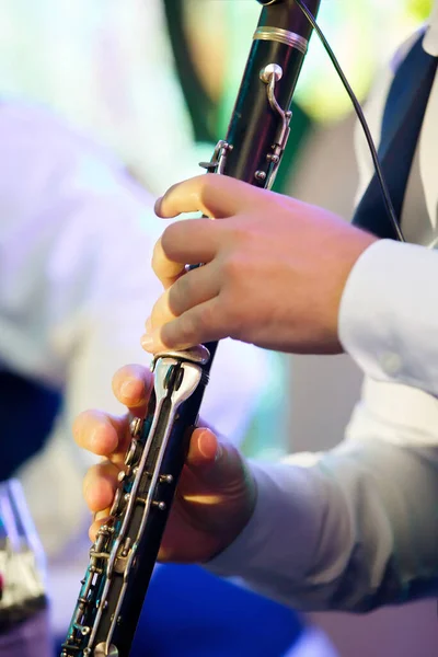 Erkek Bir Müzisyenin Elinde Müzik Aleti Flütü Kültür Sanat Kavramı — Stok fotoğraf