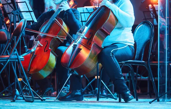 Stränginstrument Kontrabas Orkestern Begreppet Kultur Och Konst — Stockfoto