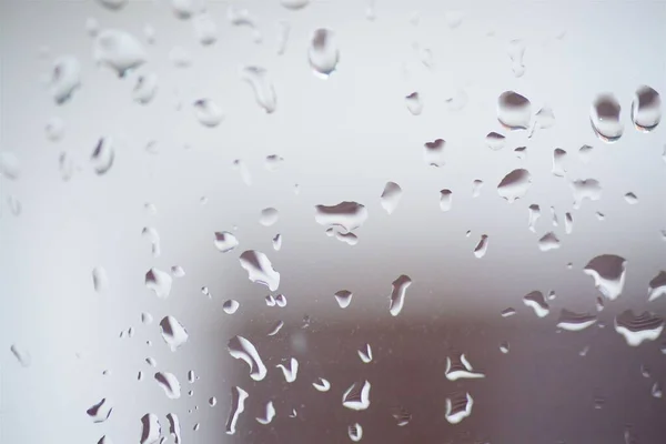 Gotas Chuva Condensação Vidro Outono Frio Inverno — Fotografia de Stock