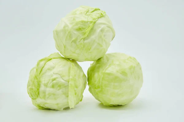 Raw Cabbage Product Lies White Background Ingredients Cooking Seasonal Vegetables — Stock Photo, Image