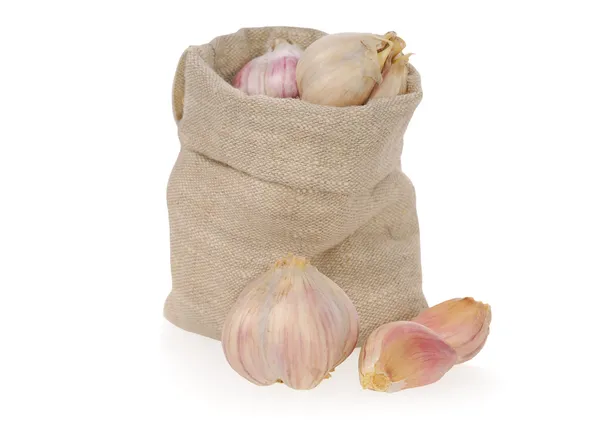 Garlic in bag — Stock Photo, Image