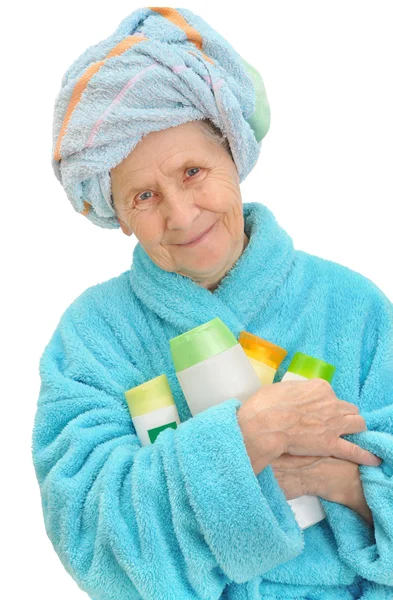 Portrait of fresh and beautiful grey haired woman — Stock Photo, Image