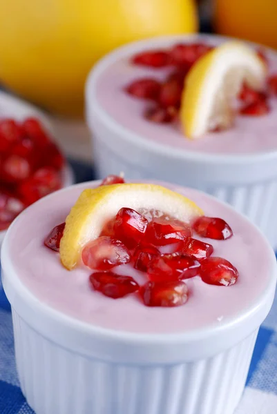 Dessert with pomegranate — Stock Photo, Image