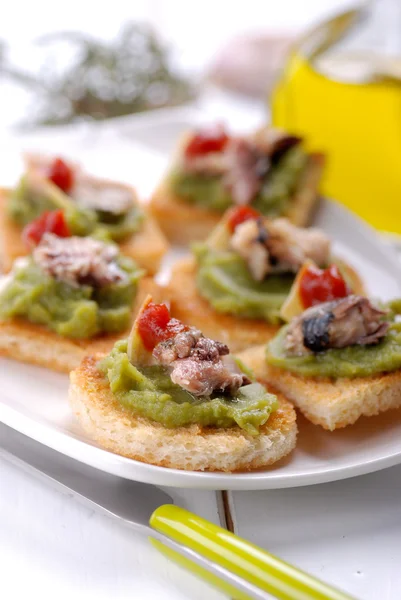 Crostini with anchovy — Stock Photo, Image