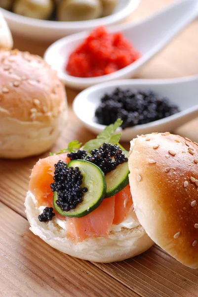 Sandwich with salmon — Stock Photo, Image