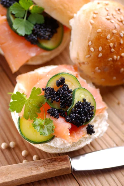 Sandwich with salmon — Stock Photo, Image