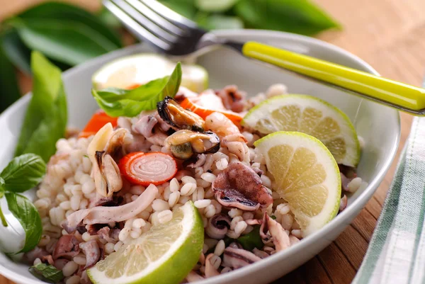 Gerstensalat mit Meeresfrüchten — Stockfoto