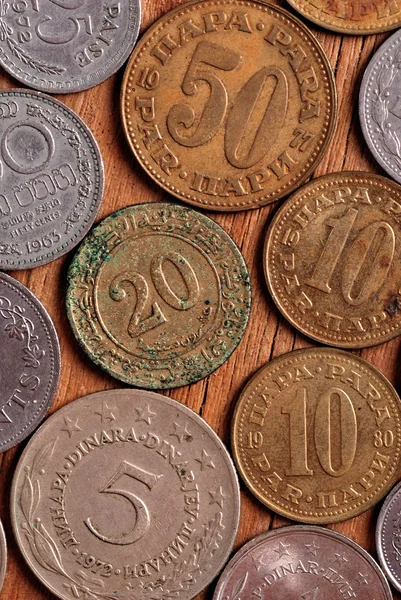 Coins on the wooden table — Stock Photo, Image