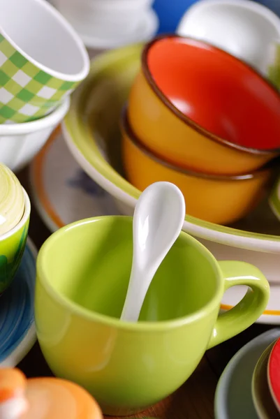 Colorful ceramic kitchen utensils — Stock Photo, Image