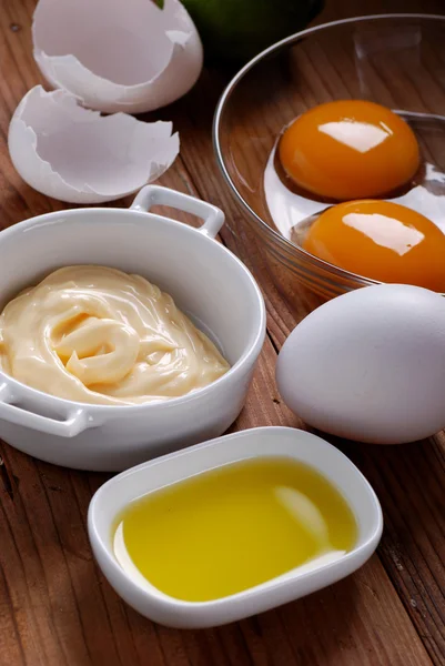 Salsa de mayonesa con ingredientes —  Fotos de Stock