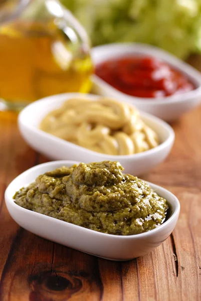 Pesto and other sauces — Stock Photo, Image