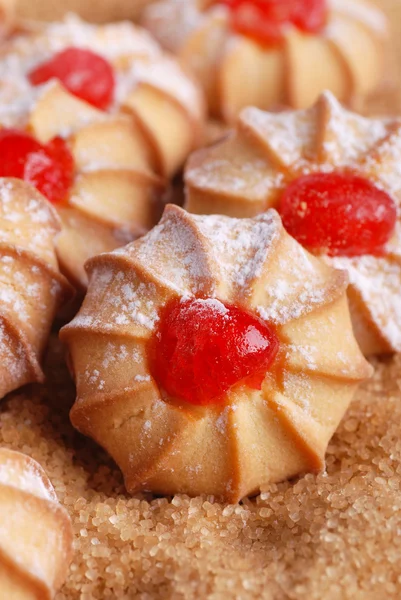 Pile of cookies with cherry — Stock Photo, Image