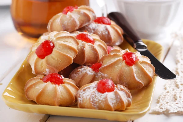 Pile of cookies with cherry — Stock Photo, Image