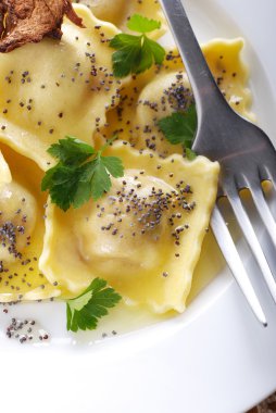 Mantarları ile doldurulmuş mantı