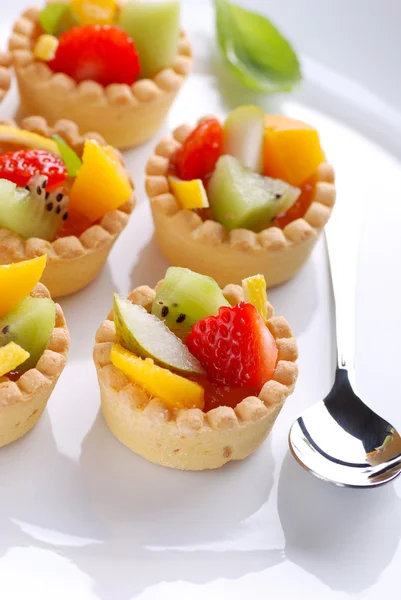 Pastry cakes with fruit — Stock Photo, Image