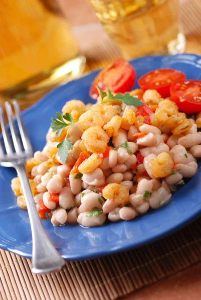 Salada de feijão e camarão — Fotografia de Stock