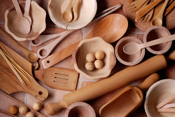 Keukengerei van hout — Stockfoto