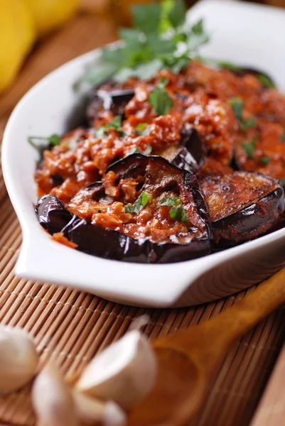 Grillad aubergine med kryddor — Stockfoto